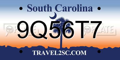 9Q56T7 South Carolina License Plate