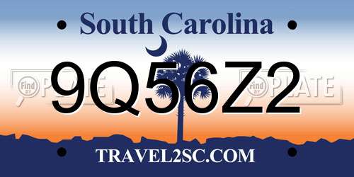 9Q56Z2 South Carolina License Plate