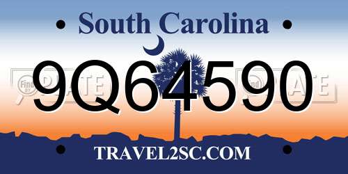 9Q64590 South Carolina License Plate