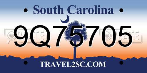 9Q75705 South Carolina License Plate