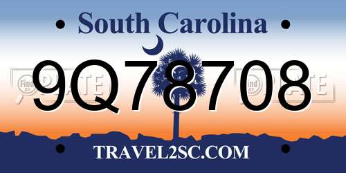9Q78708 South Carolina License Plate