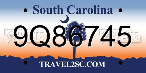 9Q86745 South Carolina License Plate