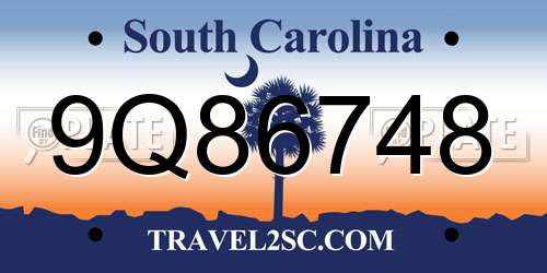 9Q86748 South Carolina License Plate