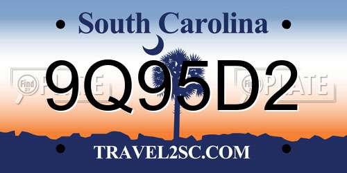 9Q95D2 South Carolina License Plate