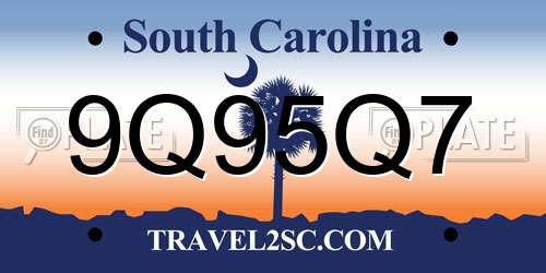 9Q95Q7 South Carolina License Plate