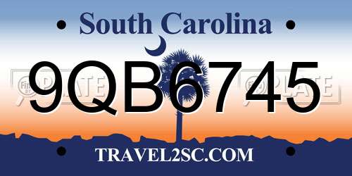 9QB6745 South Carolina License Plate