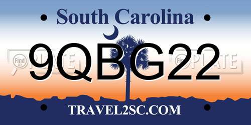 9QBG22 South Carolina License Plate