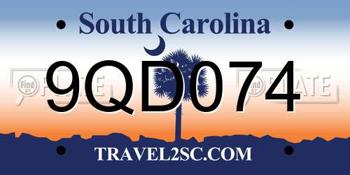 9QD074 South Carolina License Plate