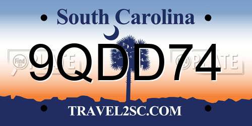 9QDD74 South Carolina License Plate