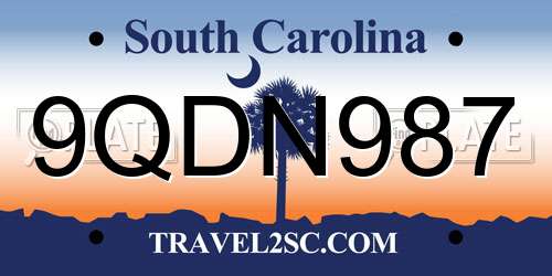 9QDN987 South Carolina License Plate
