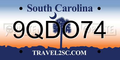 9QDO74 South Carolina License Plate