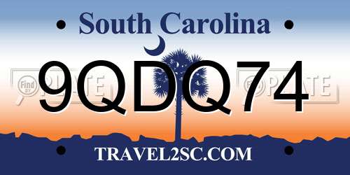 9QDQ74 South Carolina License Plate