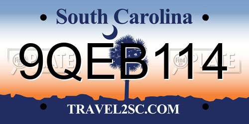 9QEB114 South Carolina License Plate