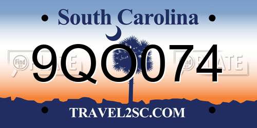 9QO074 South Carolina License Plate