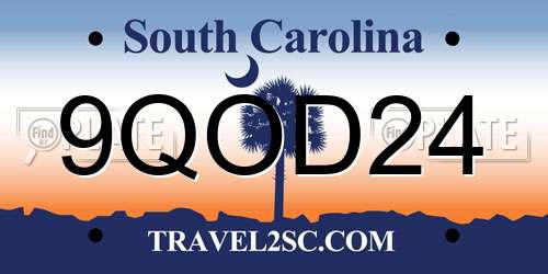 9QOD24 South Carolina License Plate