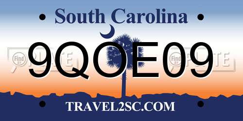 9QOE09 South Carolina License Plate