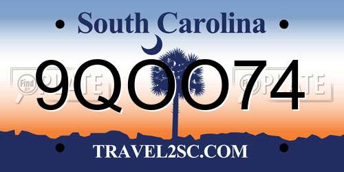 9QOO74 South Carolina License Plate
