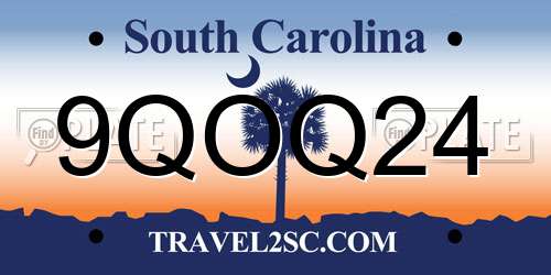 9QOQ24 South Carolina License Plate