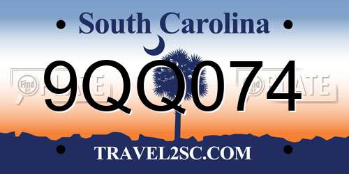 9QQ074 South Carolina License Plate