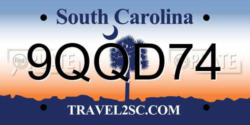 9QQD74 South Carolina License Plate