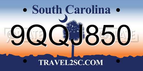 9QQJ850 South Carolina License Plate