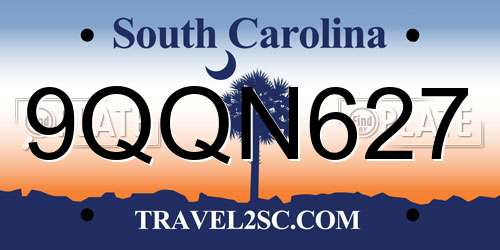 9QQN627 South Carolina License Plate