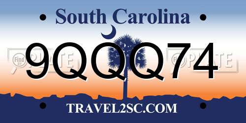 9QQQ74 South Carolina License Plate