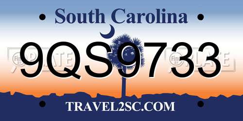 9QS9733 South Carolina License Plate