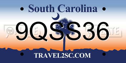 9QSS36 South Carolina License Plate