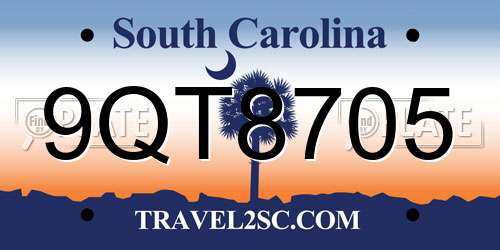 9QT8705 South Carolina License Plate