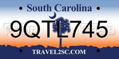 9QTL745 South Carolina License Plate