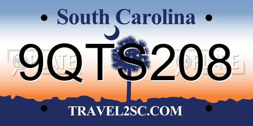 9QTS208 South Carolina License Plate