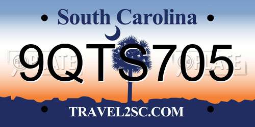 9QTS705 South Carolina License Plate