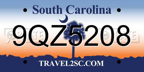 9QZ5208 South Carolina License Plate