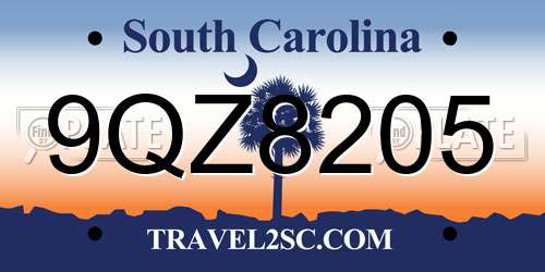9QZ8205 South Carolina License Plate
