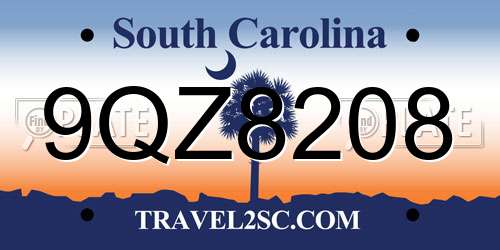 9QZ8208 South Carolina License Plate
