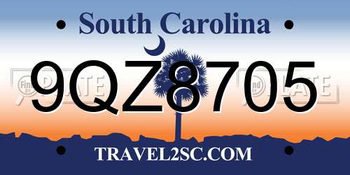 9QZ8705 South Carolina License Plate