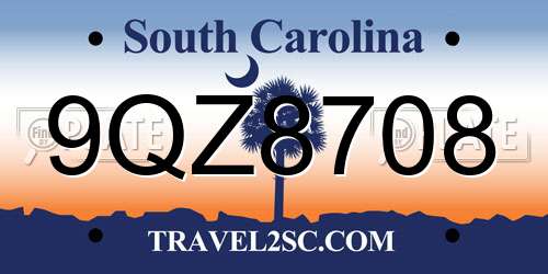 9QZ8708 South Carolina License Plate