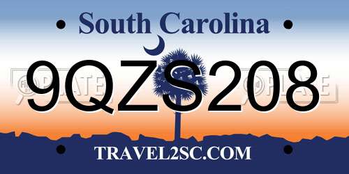 9QZS208 South Carolina License Plate