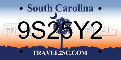 9S25Y2 South Carolina License Plate