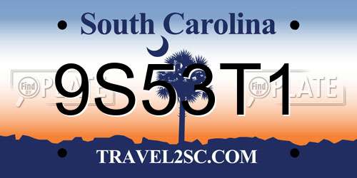 9S53T1 South Carolina License Plate