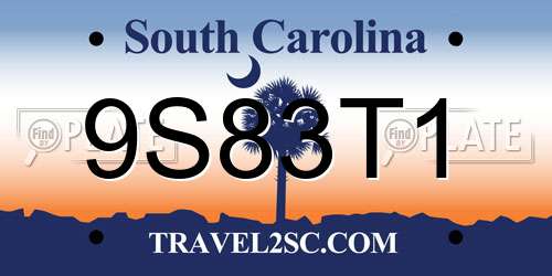 9S83T1 South Carolina License Plate