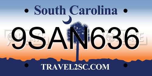9SAN636 South Carolina License Plate