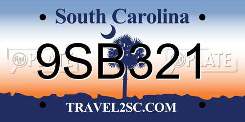 9SB321 South Carolina License Plate