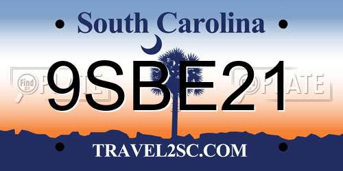 9SBE21 South Carolina License Plate