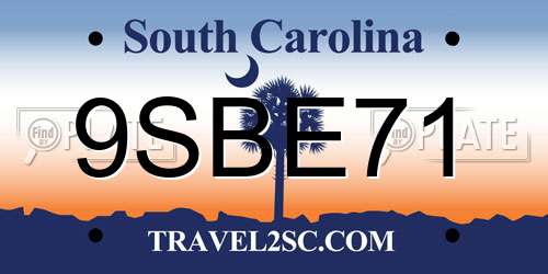 9SBE71 South Carolina License Plate
