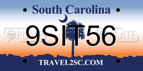 9SIT56 South Carolina License Plate