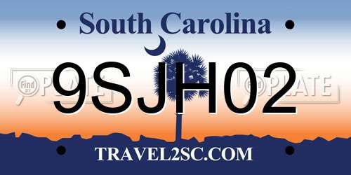 9SJH02 South Carolina License Plate