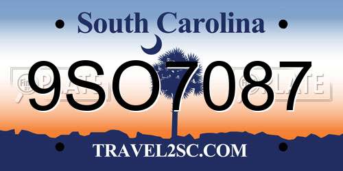 9SO7087 South Carolina License Plate