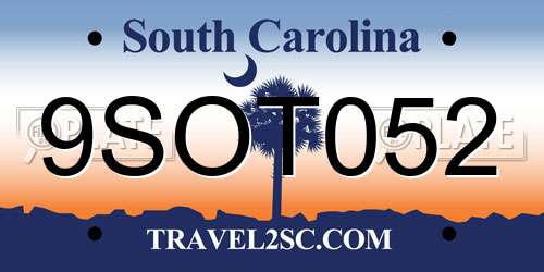 9SOT052 South Carolina License Plate